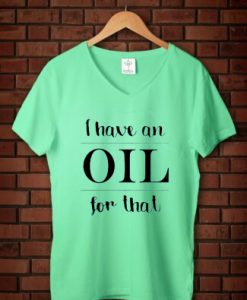 Crazy Oils Lady Green mint v neck Tee