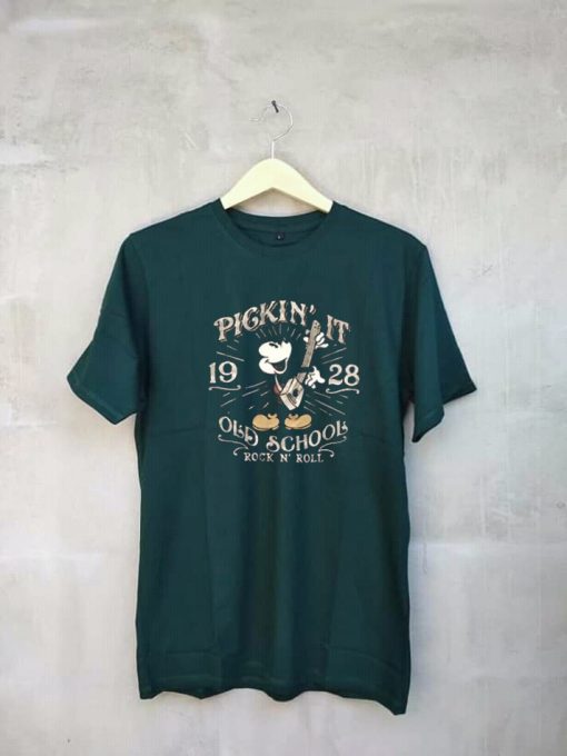 Disney Mickey Mouse Old School Rock N’ Roll T Shirt Green