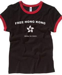 Free Hong Kong Delay No More black ringer red T Shirt