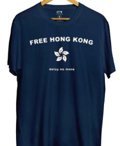 Free Hong Kong Delay No More blue navy t shirts