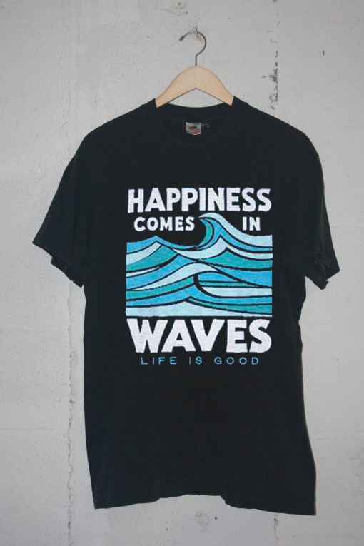 Happiness Comes In Waves Black -shirt