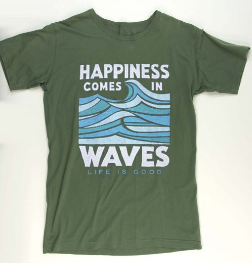 Happiness Comes In Waves Green T-shirt