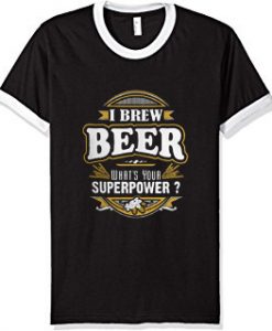 I brew beer black white ringer t shirts