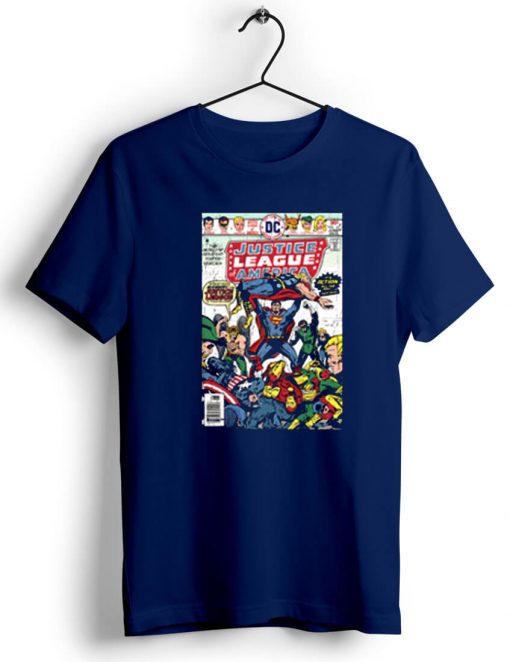 Jla VS Avengers Unisex Bue Navy T shirts