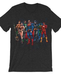 Justice League Original Lineup Grey Asphalt T Shirt