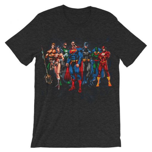 Justice League Original Lineup Grey Asphalt T Shirt