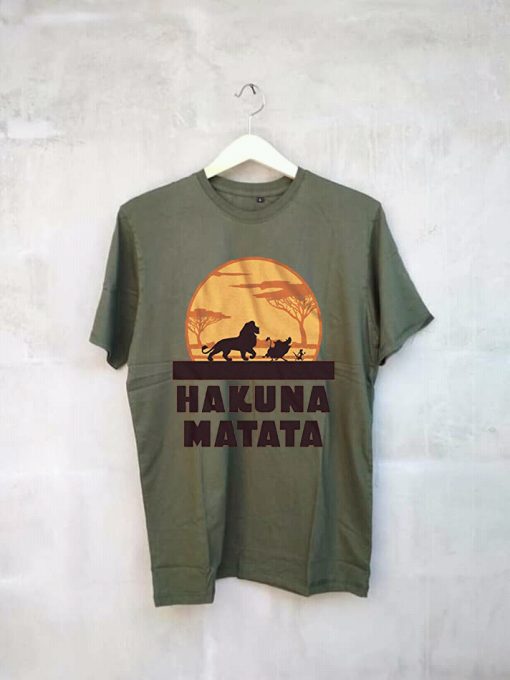 Lion King Hakuna Matata Pumbaa Timon Africa t shirt Green army