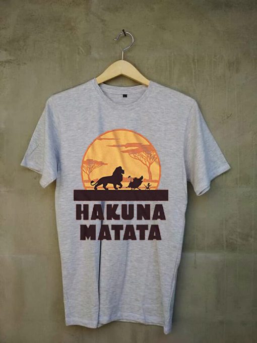 Lion King Hakuna Matata Pumbaa Timon Africa t shirt Grey