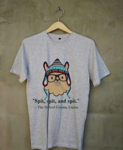 Oxford comma llama grammar nerd short sleeve t-shirt Grey