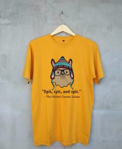 Oxford comma llama grammar nerd short sleeve t-shirt Yellow