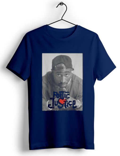 Poetic Justice Tupac Shakur T Shirt Blue Navy