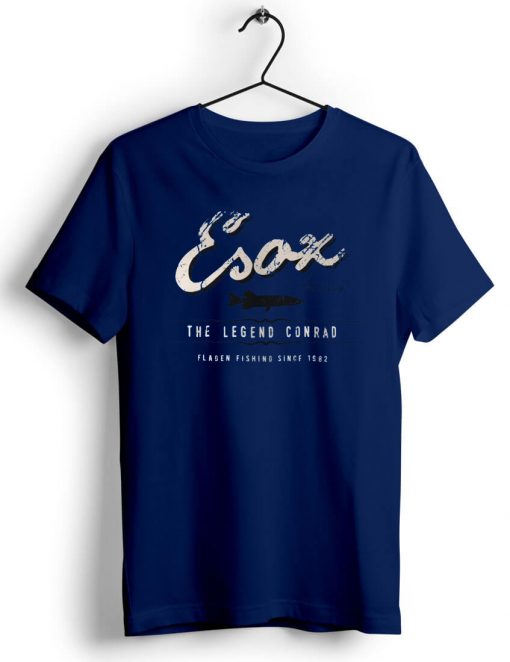 Retro Esox Predator Blue Naval T-Shirt