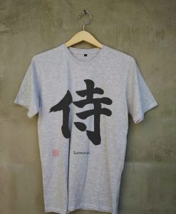 Samurai Black Japanese Kanji Grey Tshirts