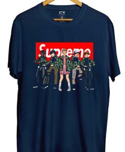 Stranger Things Supreme unisex blue navy t shirts