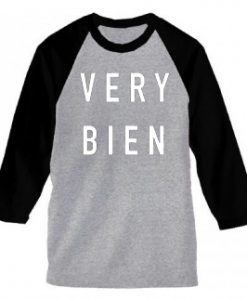 Very Bien Grey Baseball Black sleeves t shirts