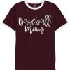 baseball mom burgundy ringer white t shirts