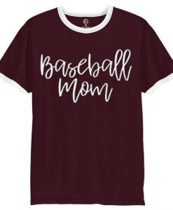 baseball mom burgundy ringer white t shirts