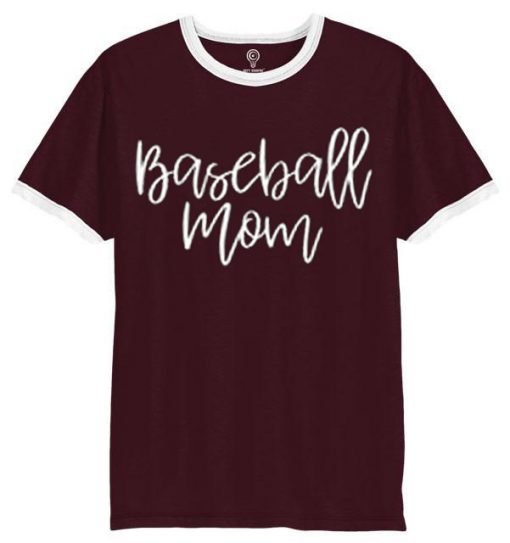 baseball mom burgundy ringer white t shirts