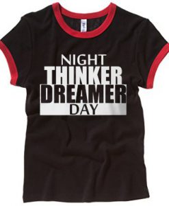 daydreamer and night thinker black red ringer female tees