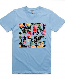 floral logo blue sea tees