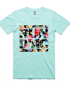 floral logo green mint tees