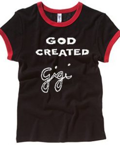 god created gigi red t shirts