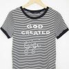 god created gigi zebra ringer woman tshirts