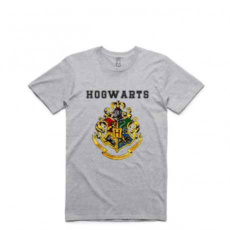 hogwarts logo harry potter Unisex Grey T shirts