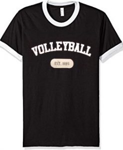 volley ball est 1895 black white ringer t shirts