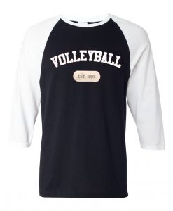 volley ball est 1895 black white sleeves baseball t shirts