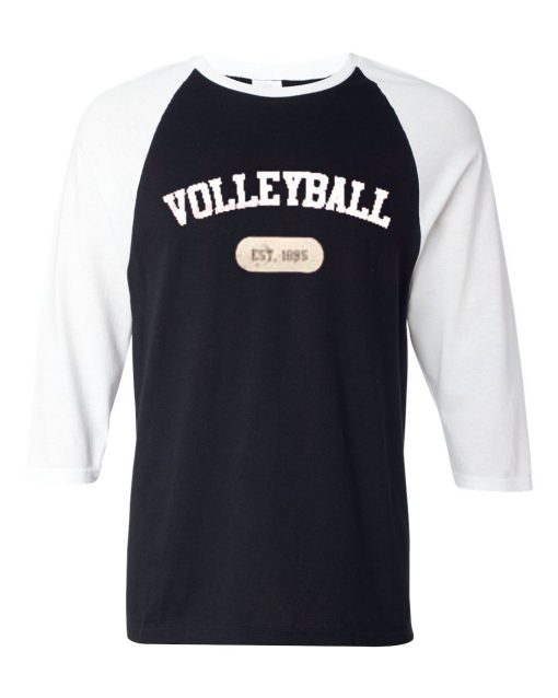 volley ball est 1895 black white sleeves baseball t shirts