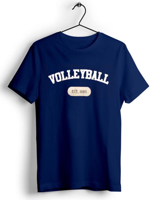 volley ball est 1895 blue ringer t shirts