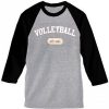 volley ball est 1895 grey black sleeves baseball t shirts