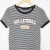 volley ball est 1895 zebra color ringer black woman t shirts