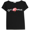 woman Oye Mi Amor black wide neck shirts