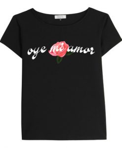 woman Oye Mi Amor black wide neck shirts