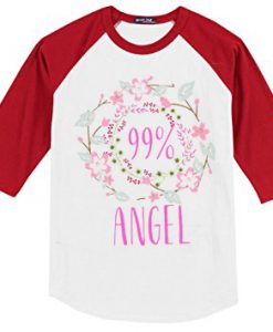 99 percent Angel Girl white red sleeves raglan t shirts