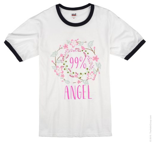 99 percent Angel Girl white ringer black tees