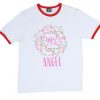 99 percent Angel Girl white ringer red tees