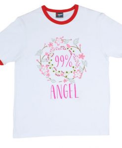 99 percent Angel Girl white ringer red tees