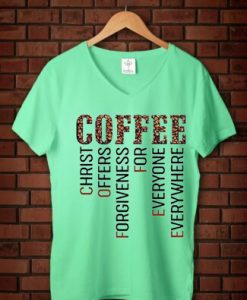 COFFEE GREEN MINT V NECK WOMAN TEES