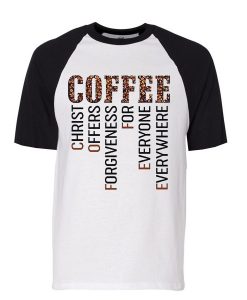 COFFEE WHITE BLACK SLEEVES RAGLAN T SHIRTS