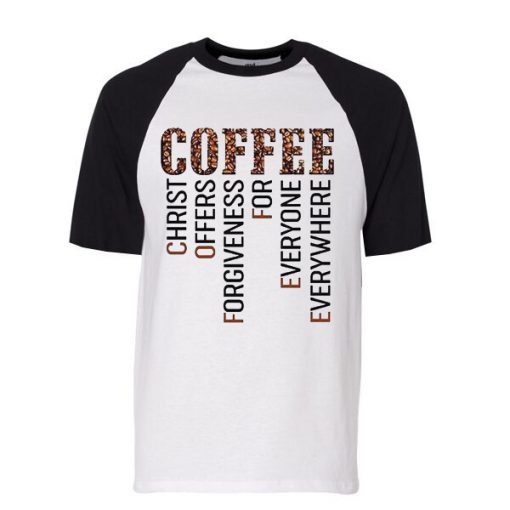 COFFEE WHITE BLACK SLEEVES RAGLAN T SHIRTS