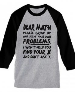 Dear Math Grey Black Sleeves raglan t shirts