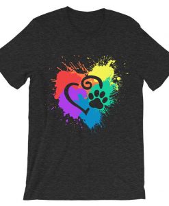 DecoExchange Mens Ally Rainbow Heart Short-Sleeve Unisex T-Shirt grey asphalt