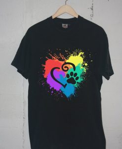 DecoExchange Mens Ally Rainbow Heart Short-Sleeve Unisex Tshirts Black