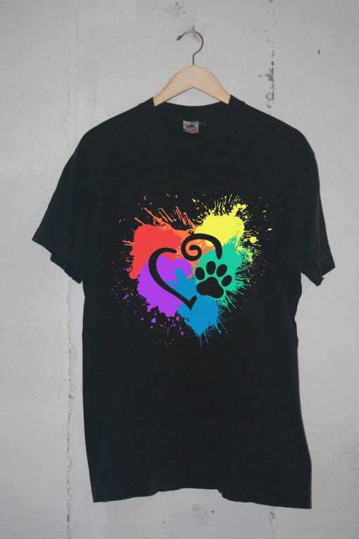 DecoExchange Mens Ally Rainbow Heart Short-Sleeve Unisex Tshirts Black