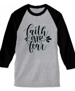 FAITH FEAR grey black sleeves raglan t shirts