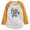 FAITH FEAR white yellow sleeves raglan t shirts