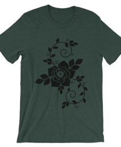 Flowers design green dark tees